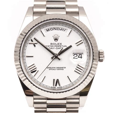 rolex presidential white face gold|rolex presidential 40mm white gold.